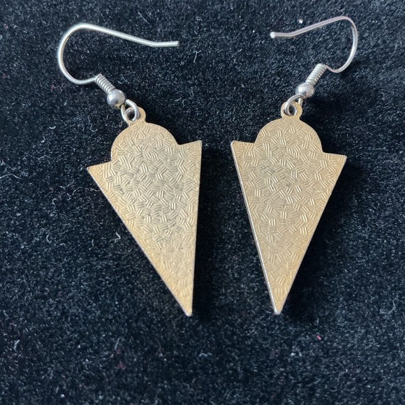 Red and Gold Triangle Earrings - Picture 2 of 2